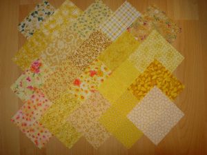 lot de 20 coupons de tissus  patchwork jaunes