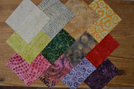 lot de 12 coupons  patchwork batiks 15x15cm