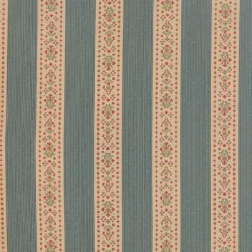 Tissu Moda Mille Couleurs - Rayures beige et bleu antique