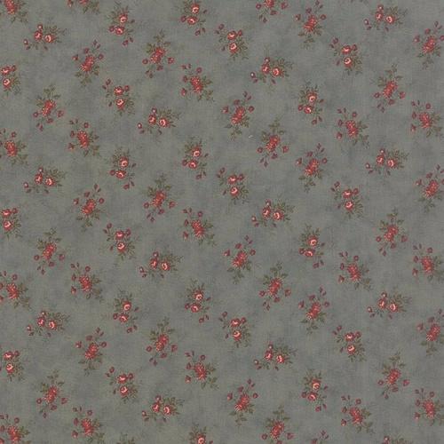 Tissu Moda Mille Couleurs - petits bouquets sur fond bleu antique