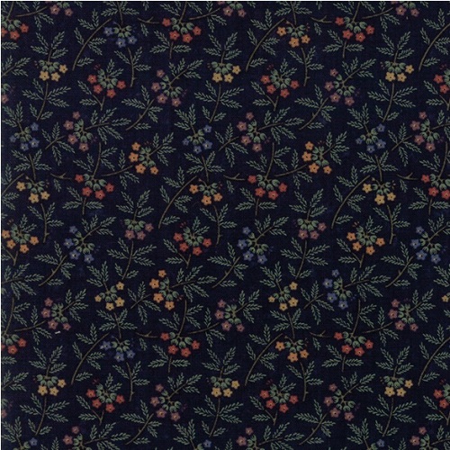 Tissu Moda Kensas Troubles Toutes Petites fleurs sur fond bleu marine -  On Meadowlark Pond