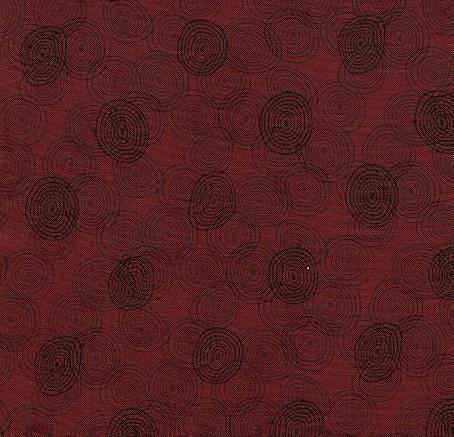 Tissu patchwork Stof - Collection Kyoto -ronds sur fond Bordeaux