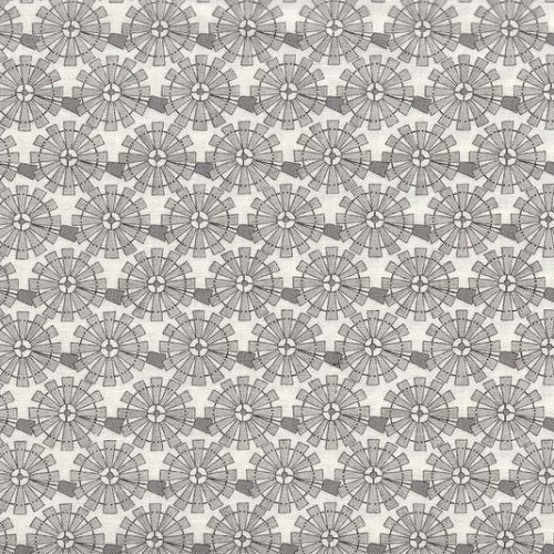  Tissu Moda Homegrown - Petites roues grises sur fond blanc SOLDES
