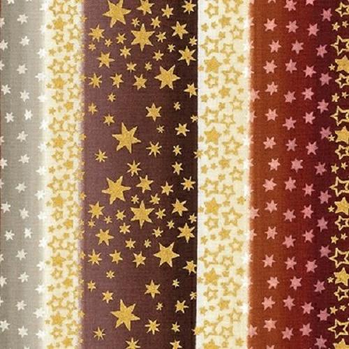Tissu patchwork Stof - Collection Noël - Bandes cuivrées et dorures