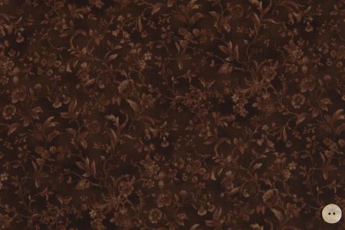 Tissu patchwork Quilt Gate - Collection Gentle Flowers - Motifs Floraux chocolat
