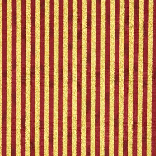 Tissu patchwork Noël - Rayures rouge et or