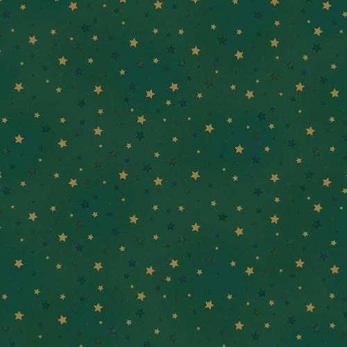 Tissu patchwork Noël - Petites étoiles dorées sur fond vert- Amazing Stars