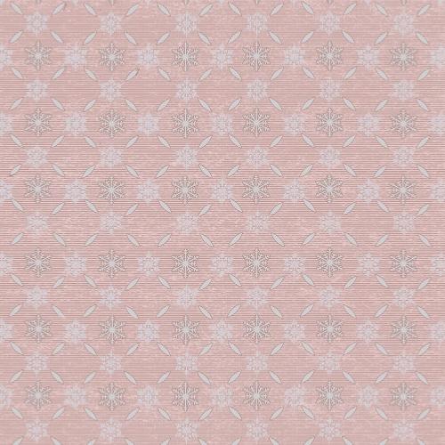 Tissu patchwork Noël - Petits flocons argentés sur fond rose