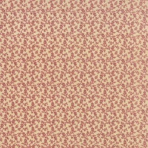 Tissu Moda Miniature Gatherings - Toutes petites fleurs bordeaux fond crème