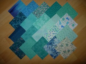 lot de 20 coupons de tissus patchwork turquoises