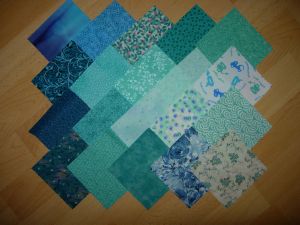 lot de 20 coupons de tissus patchwork turquoises