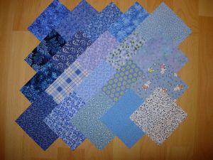 lot de 20 coupons de tissus patchwork bleus