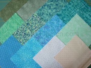 lot de 12 coupons de tissus patchwork turquoises 15 x15 cm