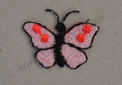 papillon rose brodé thermocollant 2cm