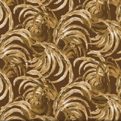 Tissu patchwork plumes de poules marron et beige