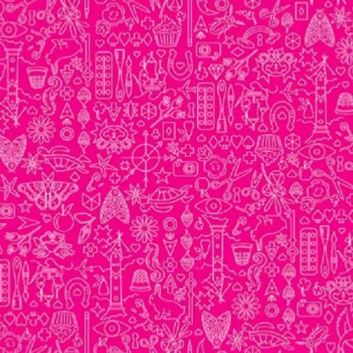 Tissu Makower Rose - Sun Prints Strawberry - Sunprints 2019