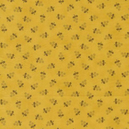 Tissu Moda Garden Gatherings - Petites grappes noisette sur fond jaune