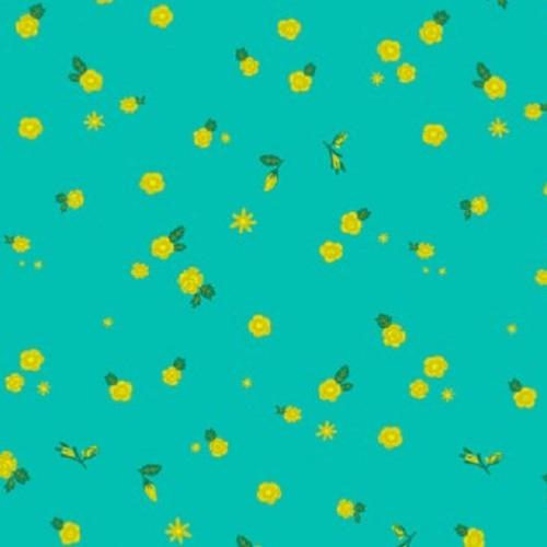 Tissu Makower Turquoise - Daydream Lucky - Sunprints 2019