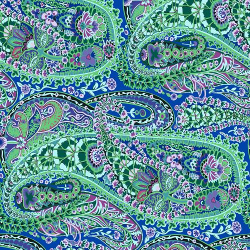 Tissu Kaffe Fassett  Paisley Jungle   GP60 Cobalt