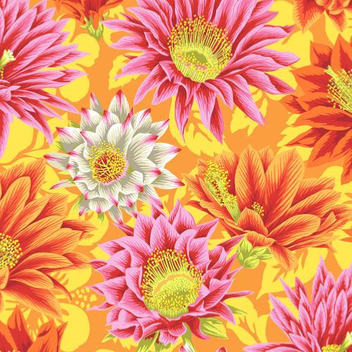 Tissu Patchwork Kaffe Fassett  - Cactus Flower - PJ096 Yellow