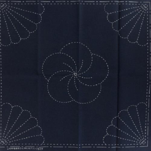 Coupon de Tissu Japonais Sashiko  -  Le Chrysantème 31x31cm