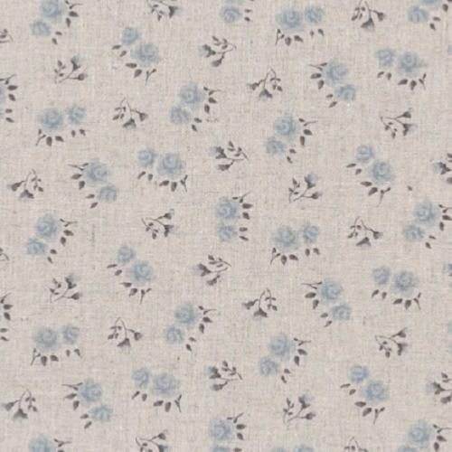 Tissu Lin Shabby Chic - Petites fleurs Bleues 