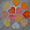 lot de 12 coeurs à appliquer tissu patchwork coloris pêche orange