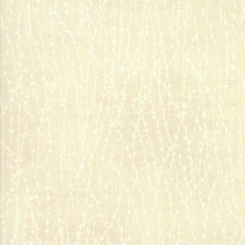  Tissu Moda Origami - Fines Brindilles blanches sur fond crème