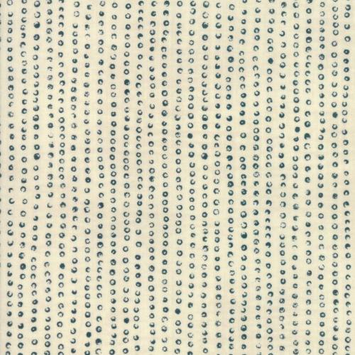  Tissu Moda Origami - Petits ronds bleu indigo sur fond crème