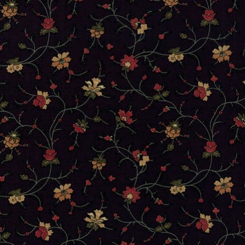 Tissu Moda Kensas Troubles Petites fleurs sur fond noir - On Meadowlark Pond