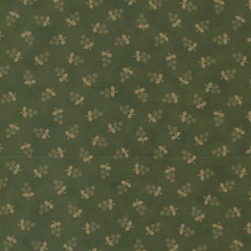 Tissu Moda Garden Gatherings - Petites grappes crème sur fond vert