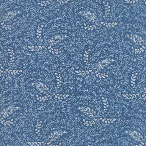  Tissu Moda Crystal Lake - Tissu Patchwork ramages blancs fond bleu
