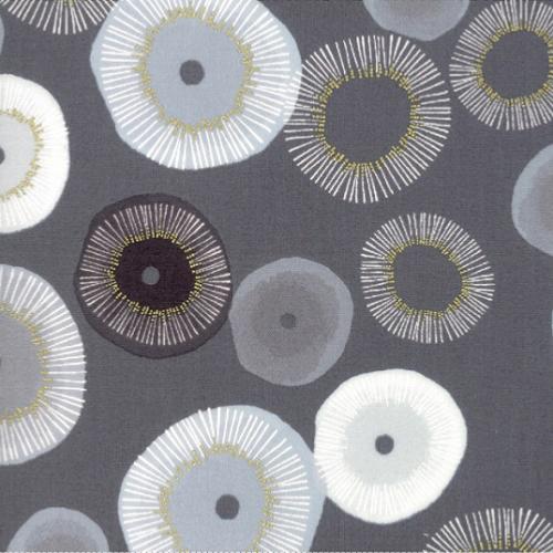  Tissu Moda Day In Paris - Fleurs styliséés sur fond gris foncé
