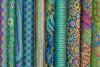 Lot de 10 coupons Patchwork Kaffe Fassett  verts - 24x55cm