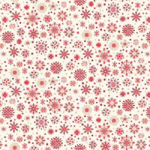 Tissu patchwork Makower - Flocons Rouges et Or - Scandi