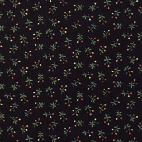 Tissu Moda Kensas Troubles Petites baies colorées sur fond noir - Favorites