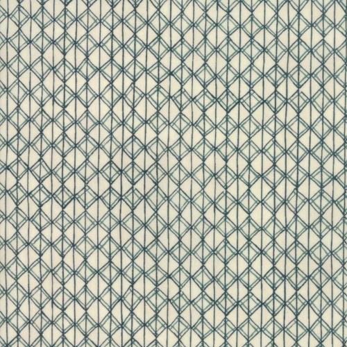  Tissu Moda Origami - motifs géométriques bleus sur fond crème