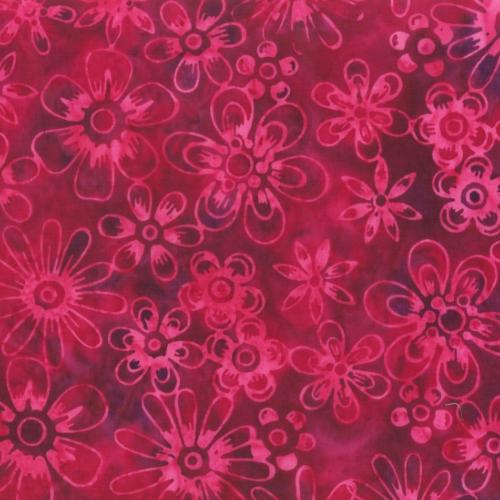  Tissu Patchwork Batik rose - Fleurs
