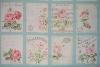 coupon de 8 vignettes de tissu patchwork shabby Mary Rose ton turquoise