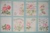 coupon de 8 vignettes de tissu patchwork shabby Mary Rose ton turquoise