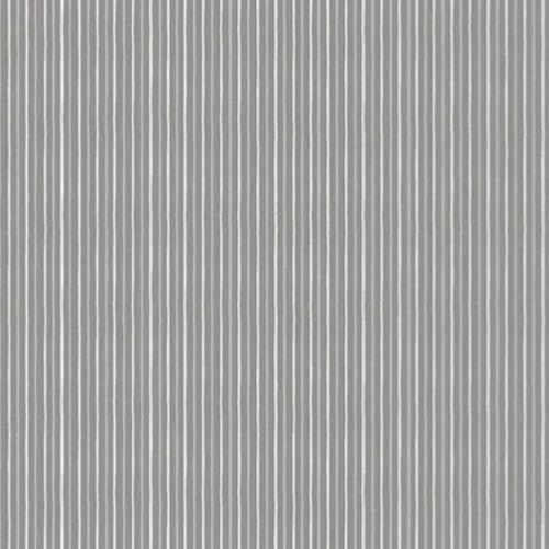 Tissu patchwork Makower Gris - Fines Rayures Ivoire et Argent - Scandi