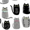 Tissu patchwork Chats gris et noirs - Quilting Treasures - Cat Fish blanc