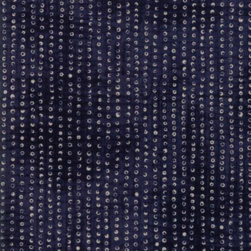  Tissu Moda Origami - Petits ronds crème sur fond bleu indigo