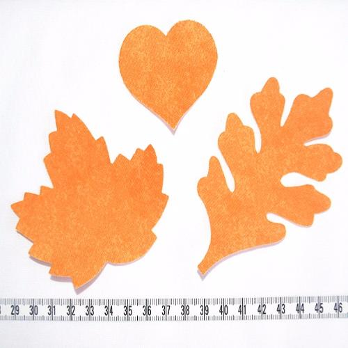 lot de 3 motifs thermocollants Feuilles et coeurs orange melon