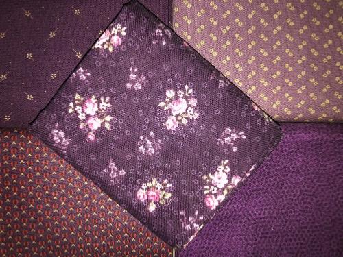 Tissu Patchwork - Lot de 5 coupons Prune - Promo