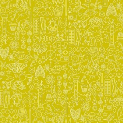 Tissu Makower Vert - Sun Prints Chartreuse - Sunprints 2019