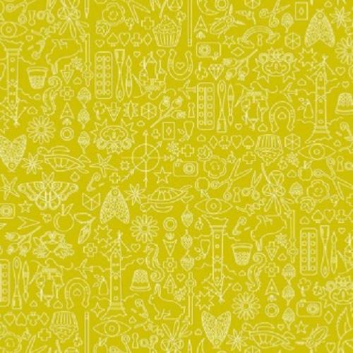 Tissu Makower Vert - Sun Prints Chartreuse - Sunprints 2019