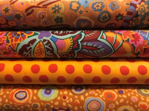 lot de 4 coupons de tissu patchwork Kaffe Fassett orange