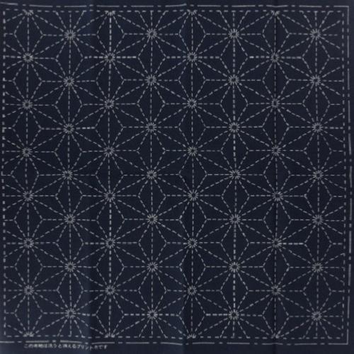 Coupon de Tissu Japonais Sashiko  -  Feuilles de Chanvre 31x31cm