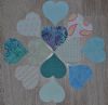 lot de 12 coeurs à appliquer tissu patchwork coloris turquoise indigo